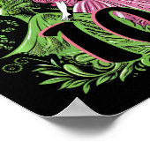 Kinder 10e verjaardag heks roze en groen 10 jaar o poster (Hoek)