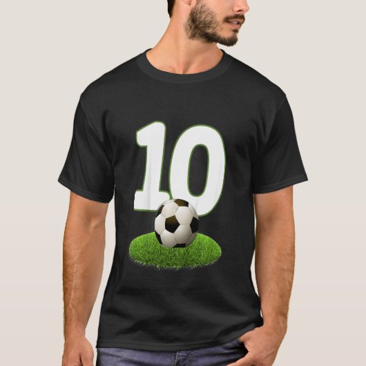Kinder 10e verjaardag Jongens 10 jaar Voetbal Foot T-shirt (Voorkant)
