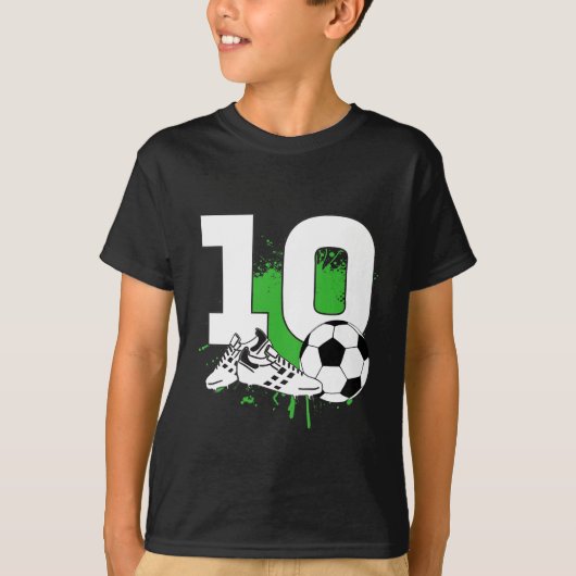 Kinder 10e verjaardag Jongens 10 jaar Voetbal Foot T-shirt (Voorkant)