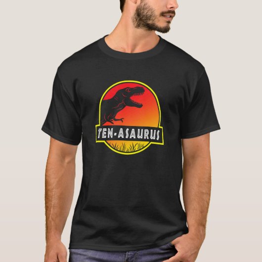 Kinder 10e Verjaardag Tien Asaurus Dinosaurus B Da T-shirt (Voorkant)