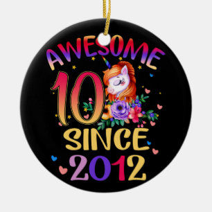 Kinder 10e verjaardag van de Cute Unicorn Girl 10 Keramisch Ornament