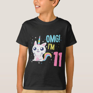 Kinder 11-jarig meisje, geboortedag, Unicorn Cat T-shirt