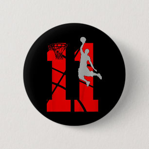 Kinder 11-jarige 11e Basketball BirthdayThe Ronde Button 5,7 Cm