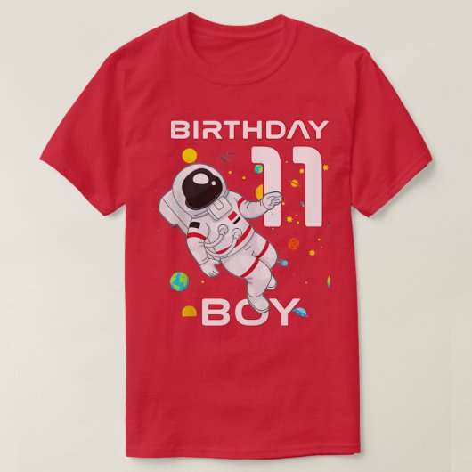 Kinder 11e geboortedag Astronaut 11-jarige verjaar T-shirt (Design voorkant)