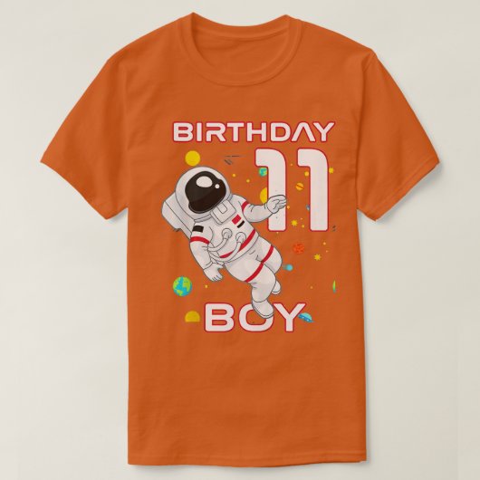 Kinder 11e geboortedag Astronaut 11-jarige verjaar T-shirt (Design voorkant)