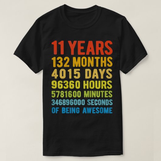 Kinder 11e verjaardag 11 jaar oude  retro 132 t-shirt (Design voorkant)