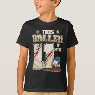 Kinder 11e verjaardag Baseball Boy Elf jaar oud T-shirt