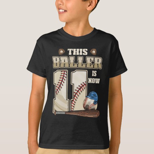 Kinder 11e verjaardag Baseball Boy Elf jaar oud T-shirt (Voorkant)
