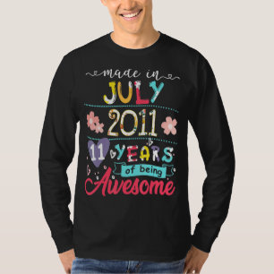 Kinder 11e verjaardag Floral voor meisjes, geboren T-shirt