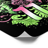 Kinder 11e verjaardag heks roze en groen 11 jaar o poster (Hoek)