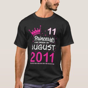 Kinder 11e verjaardag roze prinsessen worden gebor t-shirt