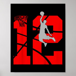 Kinder 12-jarige 12e Basketball BirthdayThe Poster