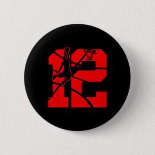 Kinder 12-jarige 12e Basketball BirthdayThe Ronde Button 5,7 Cm