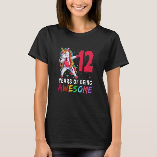 Kinder 12-jarige meisjes Tiener abbing Unicorn 12e T-shirt (Voorkant)
