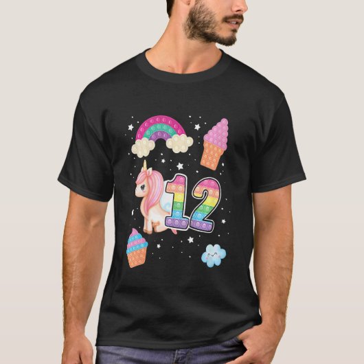 Kinder 12e Magische Poppin Birthday Unicorn Popits T-shirt (Voorkant)