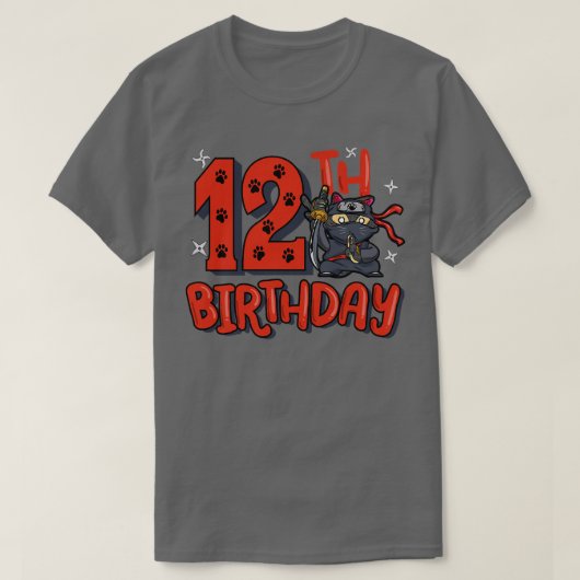 Kinder 12e Ninja Birthday Boy 12 jaar oude Samurai T-shirt (Design voorkant)