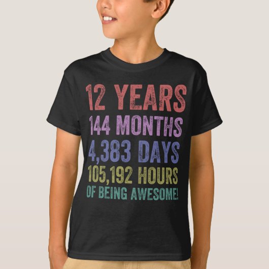 Kinder 12e Verjaardag 12 Jaar van Geweldige Gift T-shirt (Voorkant)