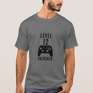 Kinder 12e verjaardag gamerniveau 12 ontgrendelde t-shirt