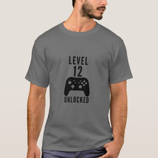 Kinder 12e verjaardag gamerniveau 12 ontgrendelde  t-shirt (Voorkant)