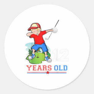 Kinder 12e verjaardag Golf Boys Dance Golfing G Ronde Sticker