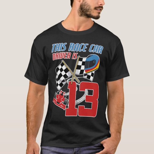 Kinder 13 jaar oude race auto Verjaardag 13e race  T-shirt (Voorkant)