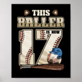 Kinder 17e verjaardag Baseball Boy zeventien jaar  Poster (Voorkant)