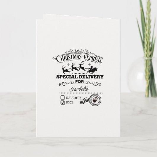 Kinder 1940's Christmas Kaart Santa Personaliseer  (Achterkant)