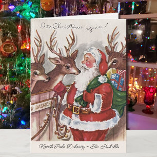 Kinder 1940's Christmas Kaart Santa Personaliseer 