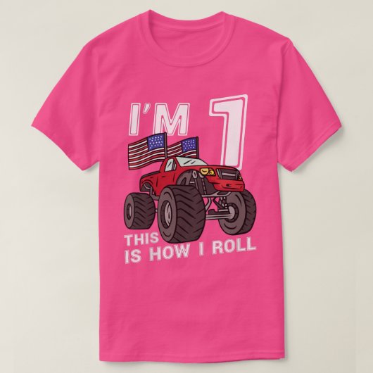 Kinder 1 jaar oude Jongen Monster Truck 1 septembe T-shirt (Design voorkant)