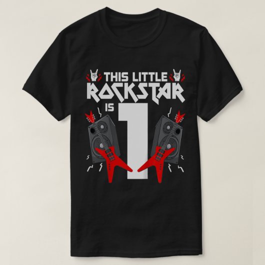 Kinder 1 jaar oude rots en rolster Birthday Party T-shirt (Design voorkant)