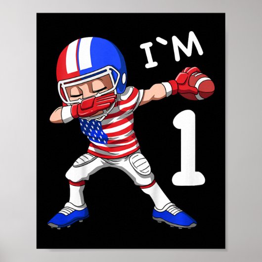 Kinder 1 Verjaardag Amerikaans Football Dabbing 1  Poster (Voorkant)
