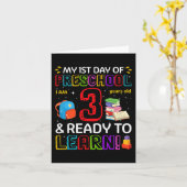 Kinder 1e dag van de kleuterschool Ik ben 3 jaar o Kaart (Gele Bloem)