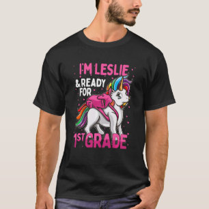 Kinder 1e gradunicorn Ik ben Leslie en Klaar voor  T-shirt