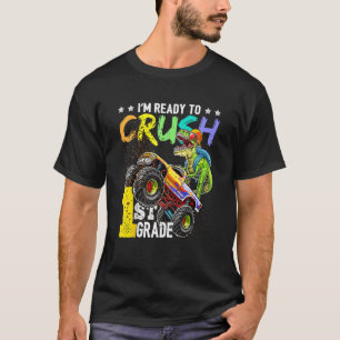 Kinder 1e klas dinosaurus monster vrachtwagen teru t-shirt