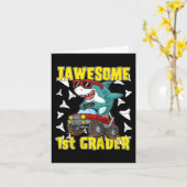 Kinder 1e klas Monster Truck Dinosaur Megalodon Sh Kaart (Gele Bloem)