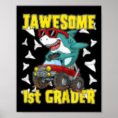 Kinder 1e klas Monster Truck Dinosaur Megalodon Sh Poster (Voorkant)