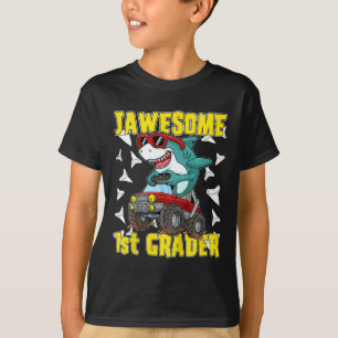 Kinder 1e klas Monster Truck Dinosaur Megalodon Sh T-shirt