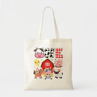 Kinder 1e verjaardag Een jaar oud Boerderij thema Tote Bag