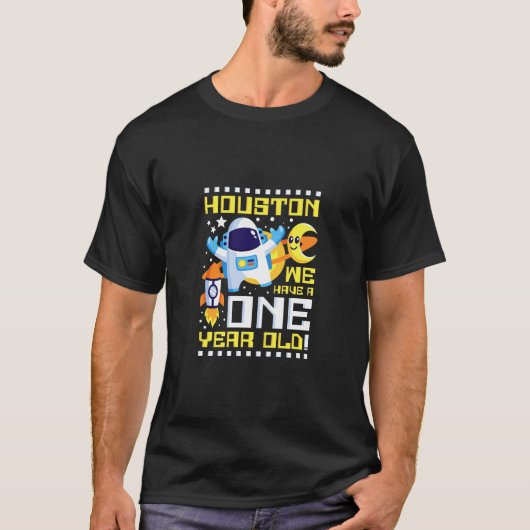 Kinder 1e verjaardag Houston We hebben een jaar ou T-shirt (Voorkant)