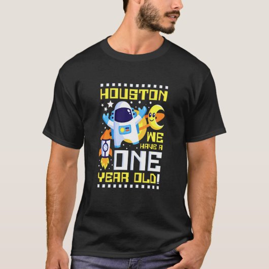 Kinder 1e verjaardag Houston We hebben een jaar ou T-shirt (Voorkant)