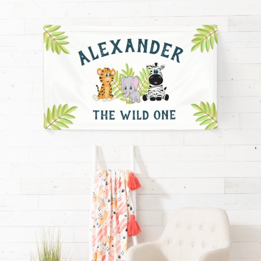 Kinder 1e Verjaardag Schattige Wild One Boy Spandoek (Insitu)