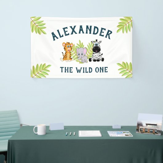 Kinder 1e Verjaardag Schattige Wild One Boy Spandoek (Beurs)