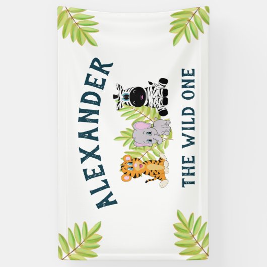 Kinder 1e Verjaardag Schattige Wild One Boy Spandoek (Verticaal)