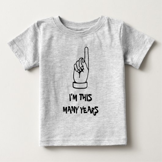 Kinder 1e verjaardag t shirt met een leeftijd van  (Voorkant)