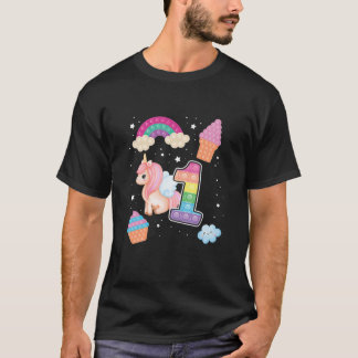 Kinder 1Sint-Magische Poppin Birthday Unicorn Popu T-shirt