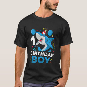 Kinder 1St. Birthday Boy Shark Ocean Theme Party 1 T-shirt