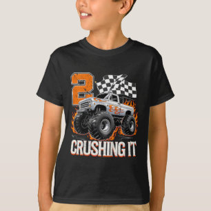 Kinder 2 Crushing IT Monster Truck Cool 2e verjaar T-shirt