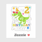 Kinder 2 jaar oud 2de verjaardag Trex Dinosaur Sticker (Vel)