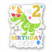 Kinder 2 jaar oud 2de verjaardag Trex Dinosaur Sticker (Voorkant)
