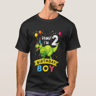 Kinder 2 jaar oud 2e verjaardag Jongen Rex Dinosau T-shirt
